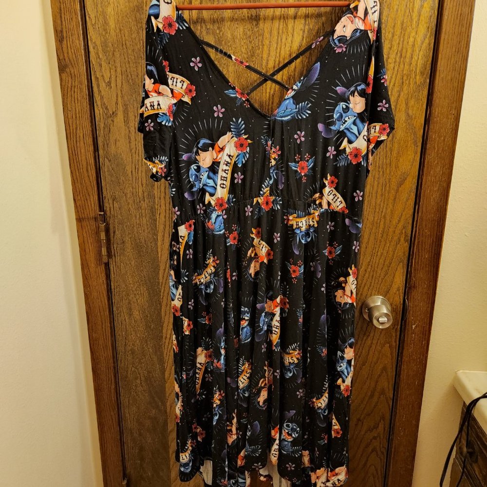 Torrid Size 3 (22/24W) Disney Lilo & Stitch Tattoo Handkerchief Skater Dress NWT - Picture 5 of 13